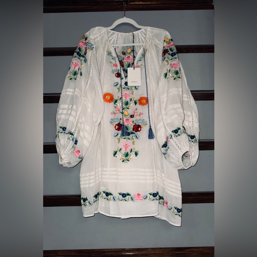TRADE 🌸 SPELL NWT RARE 💐 Florapaloosa Embroidered Tunic Dress Wildflower Size SM - Picture 13 of 15